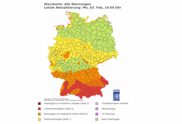 Unwetterwarnung Süddeutschland 2020